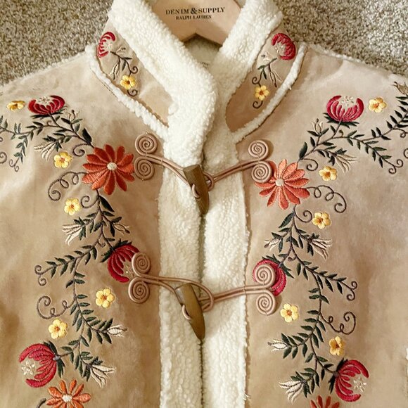 Stunning Vintage Floral Leather Jacket "Phoebe" Friends St Johns Bay - Picture 3 of 6